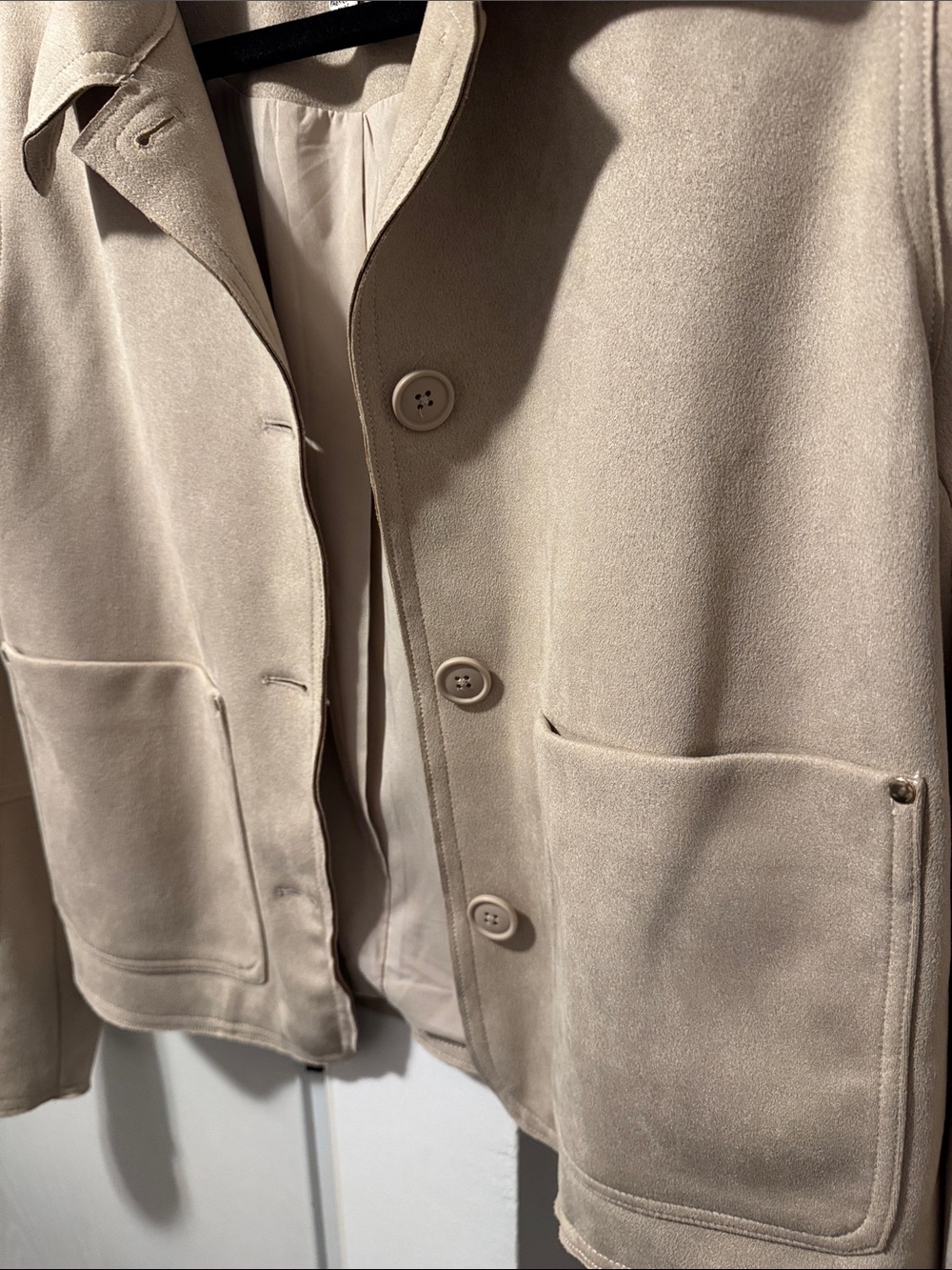 Beige Suede Button-Front Jacket - Picture 5 of 7